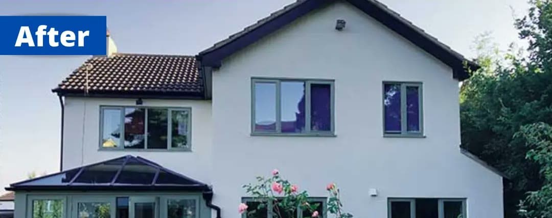 The same house with bright white coated walls